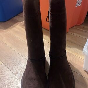 Stylish Dark Brown Suede Boots with design on back